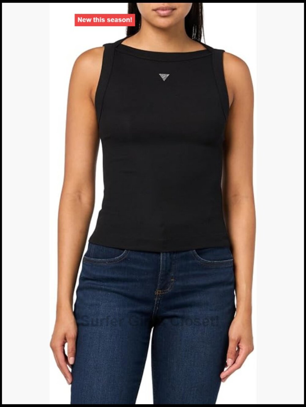 Guess Eco Ribs Sleeveless Tank Top with Rhinestone Logo